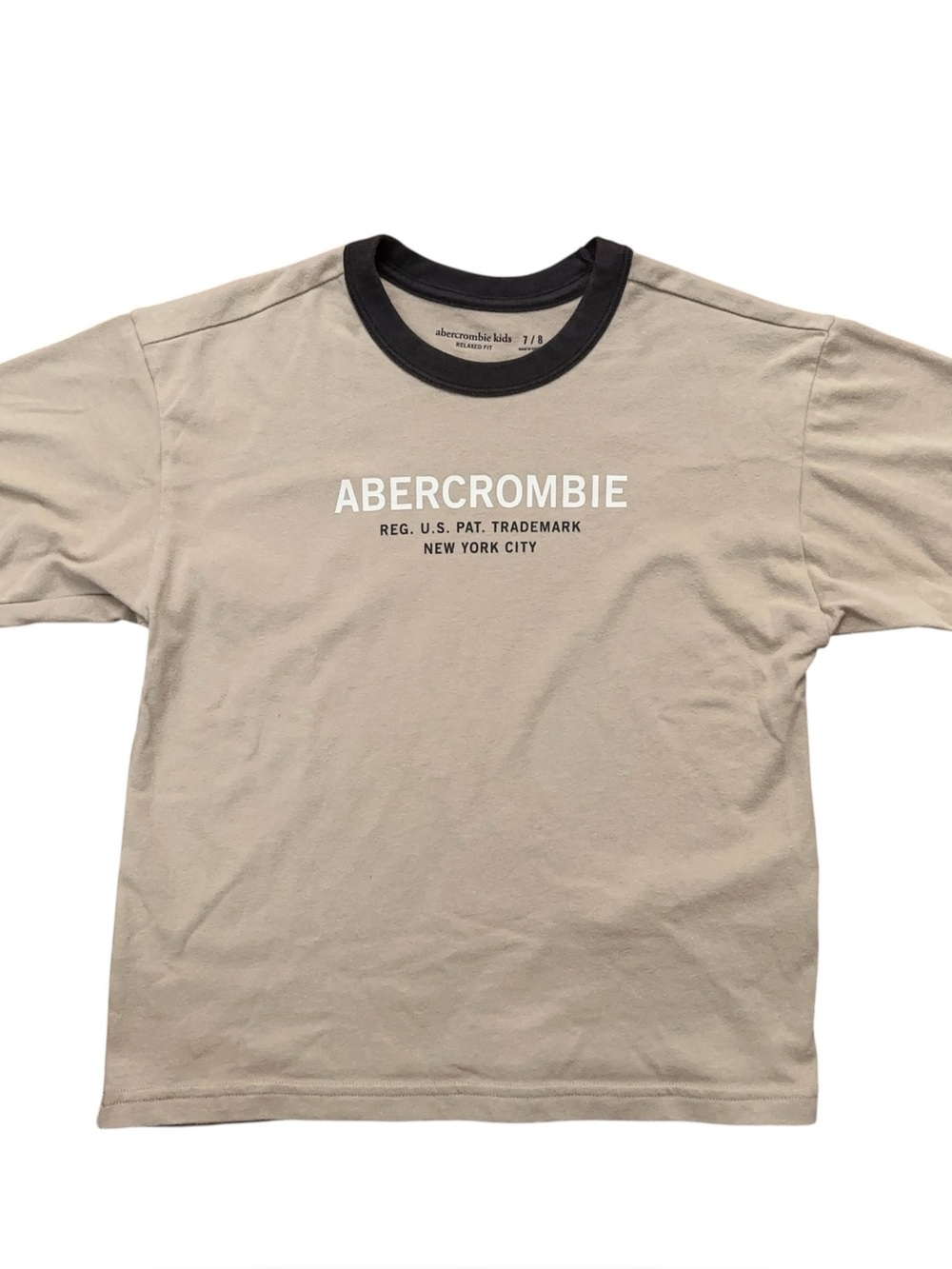 Abercrombie & Fitch T-Shirt Boys 7/8 Short Sleeve Crewneck Relaxed Fit Brown